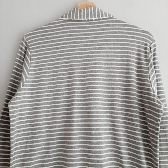 J. CREW | Button Down Long Sleeve Pajama Top Grey & White Stripe Sleepwear Sz M - Picture 8 of 12